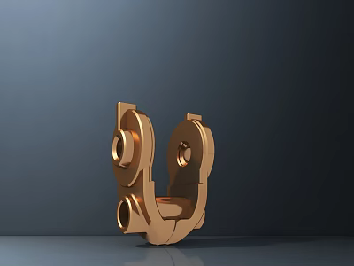 Golden Metallic Modern Sculpture With Mechanical Parts And Symmetrical Design 3d model