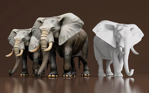 Asian Elephant African Elephant Specimen Animal Game Cartoon Ornaments Printing Props Decoration Atmosphere Meichen Pin Zoo 3d model