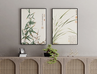 New Chinese Plant Painting Hanging Paintings 3d model