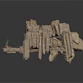 Reinforced Underground Tunnel Interior With Rock Walls And Steel Support Frames