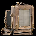 Vintage Digital Camera With Wooden Metal Body Multiple Angles Display Classic Design
