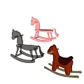 Colorful Building Block Rocking Horses Gray Pink Brown Wooden Kids Play Toys