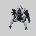 Mechanical Scifi Robot With Four Legs White Black Design And Back Mounted Devices 3d model