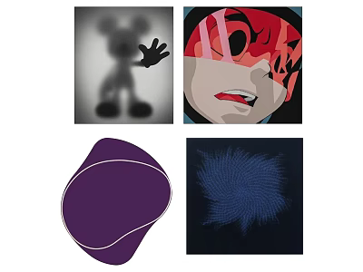 Other Abstract And Cartoon Artworks With Purple Shapes And Blue Patterns 3d model