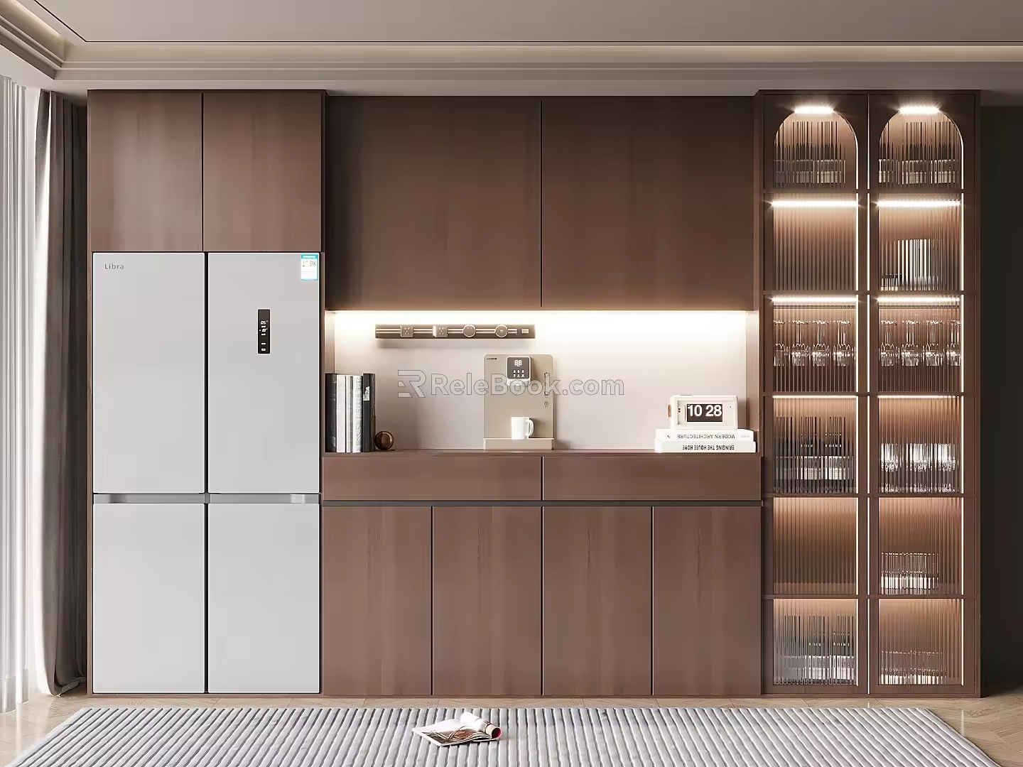 Glass Wine Cabinet Wine Bottle Wine Glass Removable Rail Socket Direct Drinking Machine Embedded Refrigerator Cabinet 3d model