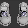 Stylish White High Top Platform Boots With Purple Laces And Thick Sole