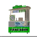 Bohai Wharf Seafood Vending Cart With Green Design Promotional Posters And Shelves