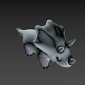 Cute White Purple Triceratops 3D Model Game Animated Character Design