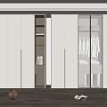 Modern Wardrobe Interior Design With Hanging Clothes Shelves And Storage Boxes 3d model