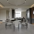 Modern Living And Dining Room Interior With Large Windows White Sofa Coffee Table And Rug