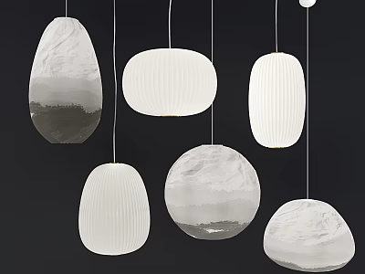 Modern Pendant Lights With Landscape Patterns Various Shapes And Elegant Design For Interior 3d model
