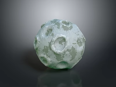 Decorative Wood And Stone Spherical Ornament With Greenish Pockmarked Surface Texture 3d model