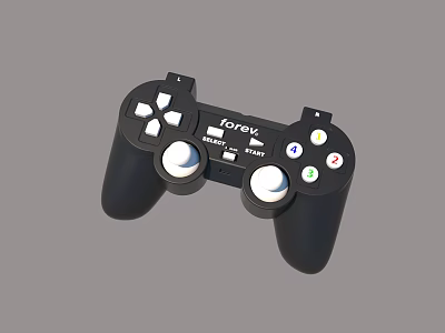 Black Game Controller For Entertainment Electronics With Dual Joysticks And Buttons 3d model