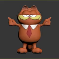 Orange Garfield Character With Red Tie White Collar And Outstretched Arms
