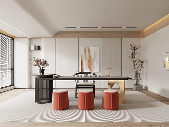 Modern Tea Room Tea Table and Chair Combination 3d model