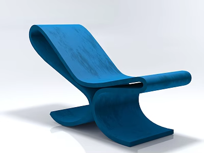 Blue Modern Single Chair With Unique Curved Structure And Sleek Design 3d model