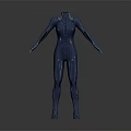Game Movie Character 3D Model With Blue Sleek Futuristic Shiny Smooth Body Design