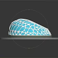 Futuristic Dome Shaped Architecture With Blue White Patterned Surface And Circular Base 3d model