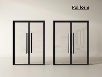 Poliform Double Glass Doors With Black Frame Modern Interior Design 3d model