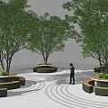 Modern Tree Pool Landscape Modeling Tree Pool Seat 3d model