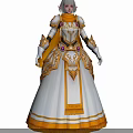 Elegant Fantasy Woman In White Gown With Golden Decorations And Crown