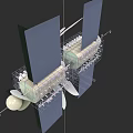 3D Model of Satellite Structure With Solar Panels Framework and Antenna Components 3d model