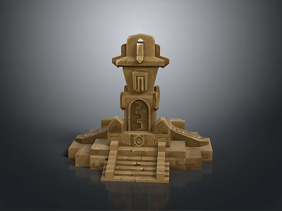 Scenic Ancient Stone Tower Structure With Steps Archway And Carved Details 3d model