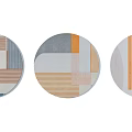 Modern round carpet high gray orange geometric pattern round carpet combination 3d model