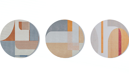 Modern round carpet high gray orange geometric pattern round carpet combination 3d model