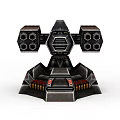 Futuristic Mechanical Tower With Hexagon Structures Black Red Base And Upper Design