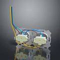 Computer Dual Plug Connector With Multi Colored Wires And Metal Mounting Plate 3d model