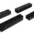 Black Long Textured Stone Garden Decorative Pieces With Diverse Surface Textures 3d model