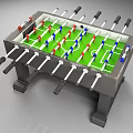 Foosball Table Play Equipment With Colorful Players Green Field And Handles