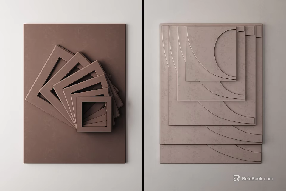 Geometric Wall Decor With Stacked And Curved Shapes 3d model