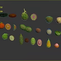 Various Fresh Colorful Fruits Including Avocado Lemon Orange And More With Reflections