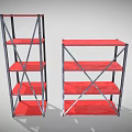 Sturdy Metal Frame Display Shelves With Red Tiers For Retail Exhibition