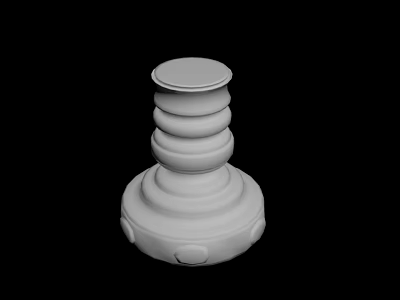 Artistic White Carved Sculpture With Layered Structure And Circular Layers Base 3d model
