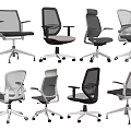 Ergonomic Modern Office Chairs With Mesh Backs Various Styles Gray And White 3d model