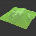3D Mountain Terrain Model With Green Base White Peaks And Gray Slopes