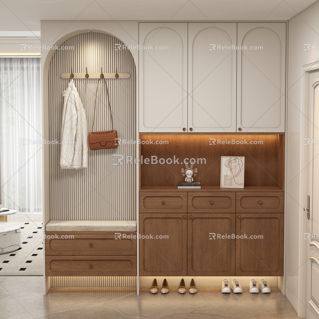 Modern Middle Style Entrance Cabinet Shoe Cabinet 3d model