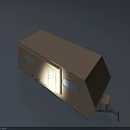 Brown Mobile Trailer With Windows Door and Wheels Simple Exterior Design 3d model