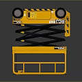 Yellow Scissor Lift Platform With Upper Wheels And Warning Stripes Frame Structure