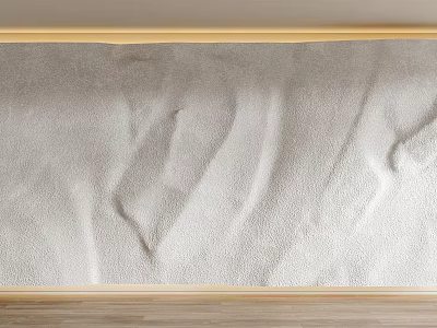 Elegant White Textured Background Wall With Sand Like Texture Golden Frame And Wooden Base 3d model