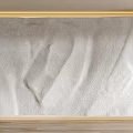 Elegant White Textured Background Wall With Sand Like Texture Golden Frame And Wooden Base