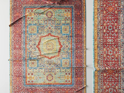 Square Area Rug With Intricate Traditional Patterns And Vibrant Color Tones 3d model