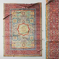 Square Area Rug With Intricate Traditional Patterns And Vibrant Color Tones