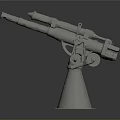 Double Barreled Cannon Weapon With Gray Metal Base And Mechanical Adjustment Parts