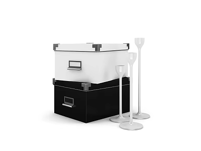 Black And White Stacked Storage Boxes And Tall Glasses For Modern Home 3d model