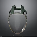 Clear Transparent Face Shield With Green Straps And Golden Frame Design