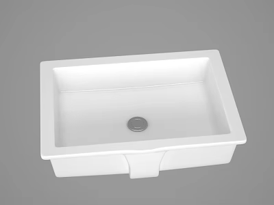White Square Modern Wash Basin with Central Drain for Bathroom Use 3d model